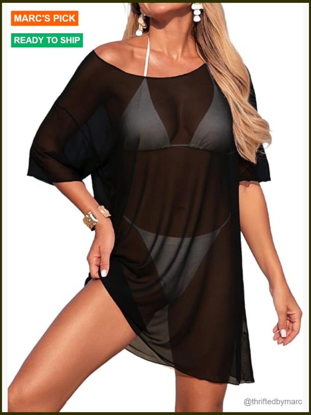 Short Sleeve Beach Cover Up Dress Swimsuit Sundress Vacation Summer - Picture 1 of 7